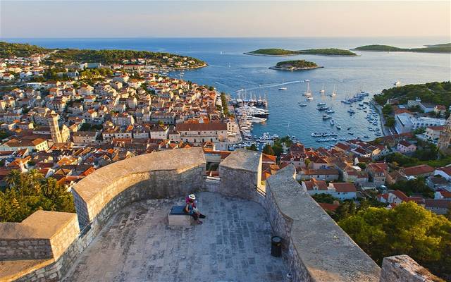 Hvar town and harbour seen from the Španjola fort