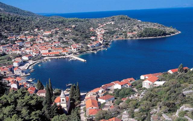 Houses and harbour on the island of Korčula